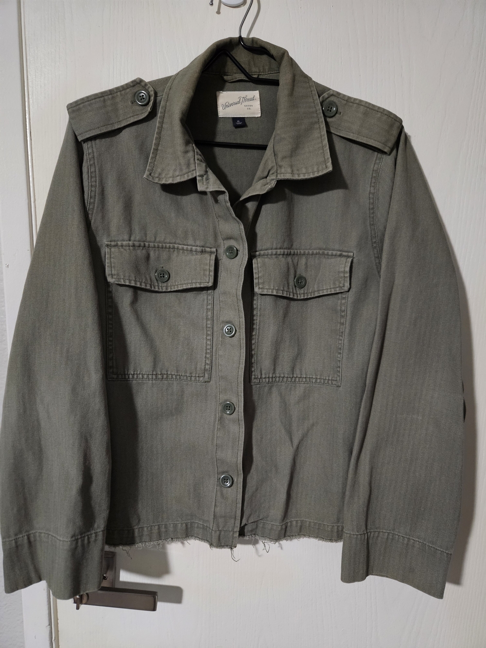 Universal Thread Olive Green Raw Hem Utility Jacket